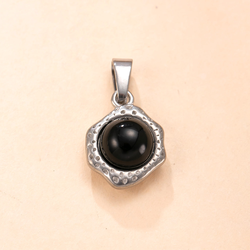 Colgante único Joyas transfronterizas de acero inoxidable Collar de piedra natural con incrustaciones irregulares en relieve Accesorios de bricolaje chapados en oro de lujo ligero de 18k