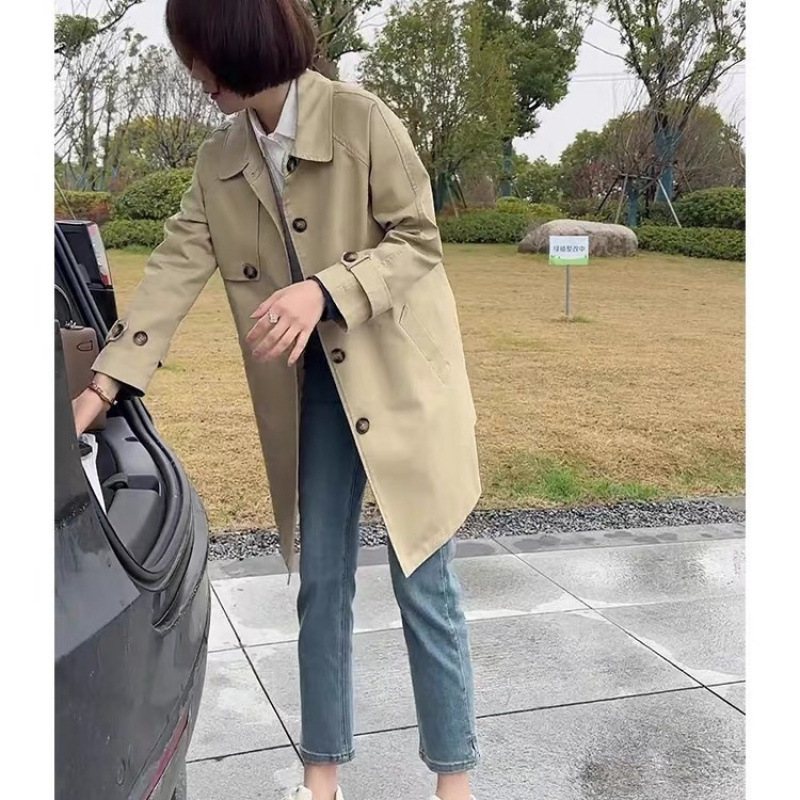高级感卡其色风衣女2025春秋款时尚英伦韩版薄款显瘦中长款外套|undefined