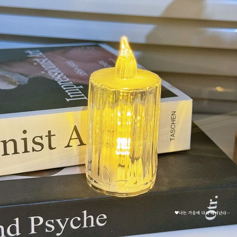 Cristal simulado lámpara de vela LED pequeña lámpara de té cera noche pareja confesión propuesta de matrimonio decoración atmósfera lámpara regalo de cumpleaños