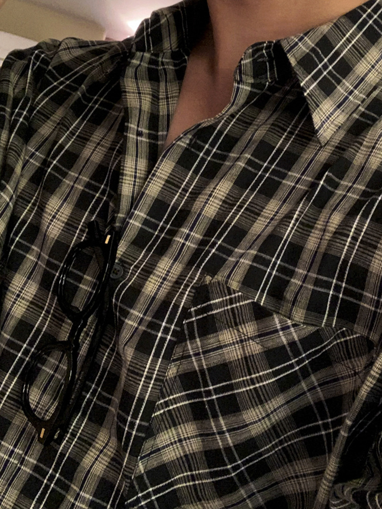 MYQ camisa a cuadros perezosos primavera casual Camisa de manga larga estilo coreano camisa suelta pareja abrigo moda