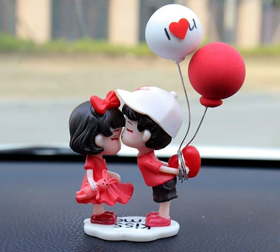 Car Interior Ornaments Women — Car ornaments - love-couple-with-film-red-and-white-love-balloon-with-4-traceless-glue