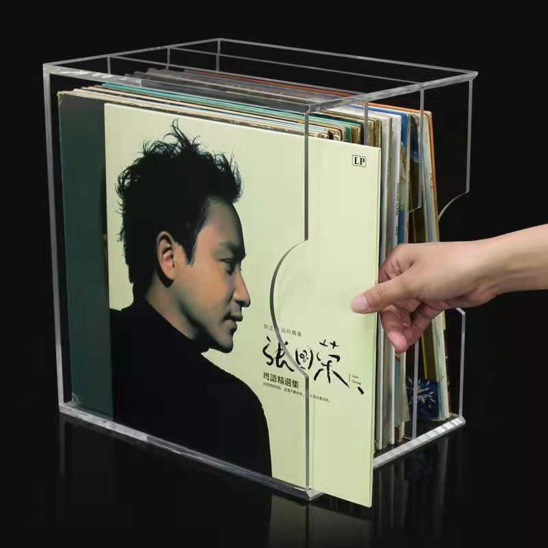 黑胶唱片收纳LP存放光碟CD专辑亚克力透明客厅卧室桌面展示柜架子