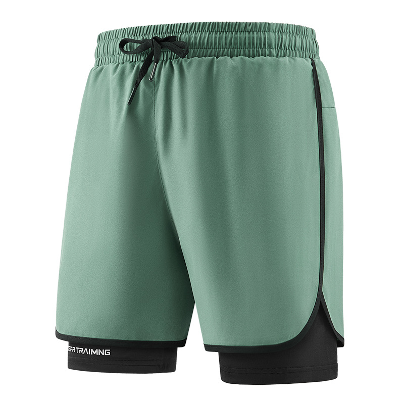 Pantalones cortos deportivos de secado rápido para hombres de verano pista y campo maratón correr pantalones de acondicionamiento físico falsos dos pantalones de entrenamiento de luz