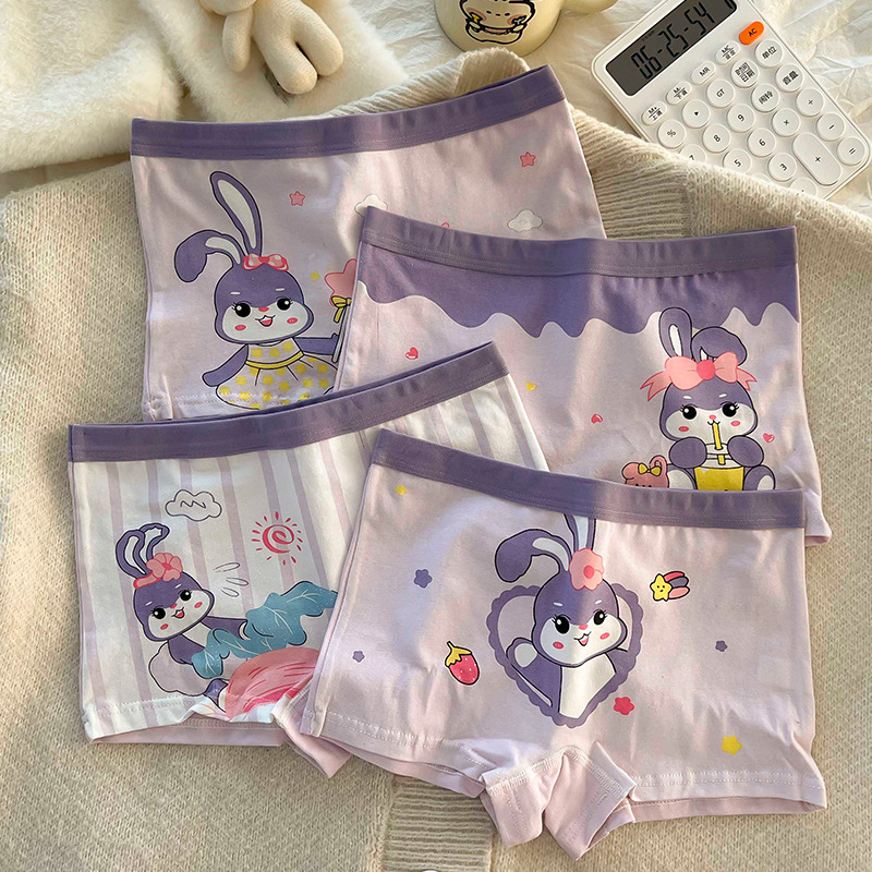 Children's Underwear Women's Summer Pure Cotton Mid-Big Children's Antibacterial Boxer Boxer Boxer Shorts for Baby Girls New Cartoon Shorts for Girls
