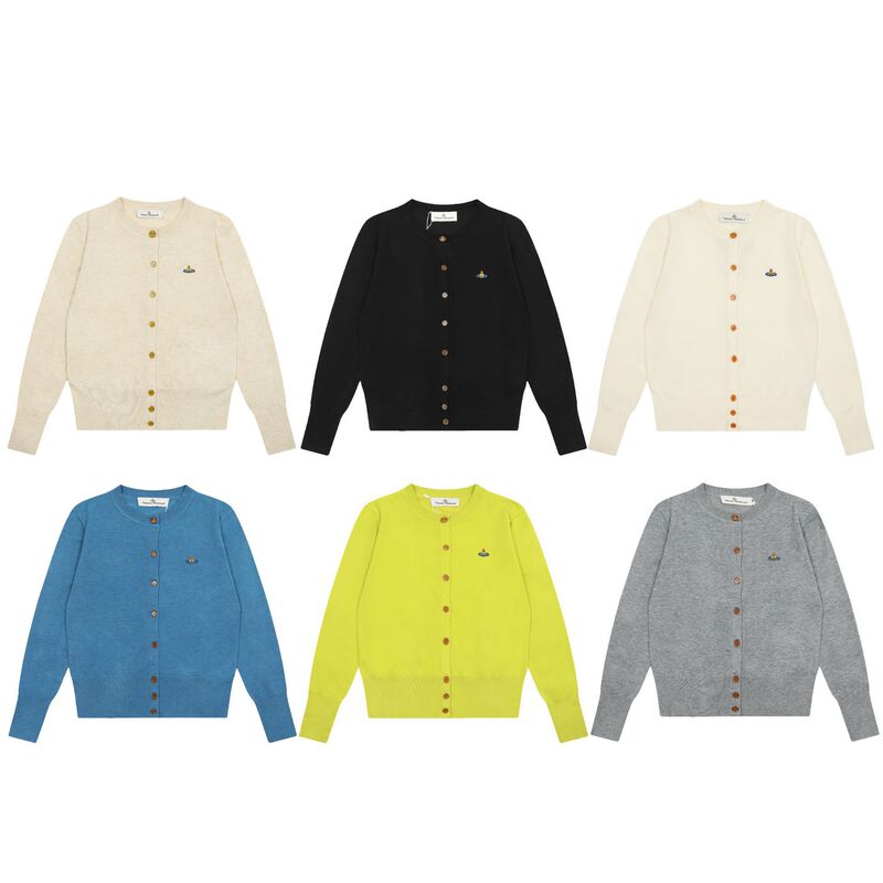 Viviennewestwood Queen Mother Vivienne Saturn Color Label Embroidered Women's Wool Knitted Sweater Cardigan Viviennewestwood Queen Mother Vivienne Saturn Color Label Embroidered Women's Wool Knitted Sweater Cardigan