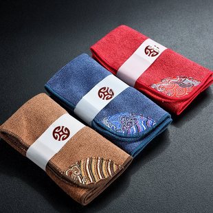 M* Chinoiserie Cloud Brocade Tea Towel Large Absorbent Tea Mat Retro Tea Table Rag Kung Fu Tea Ceremony Coffee Table Wool