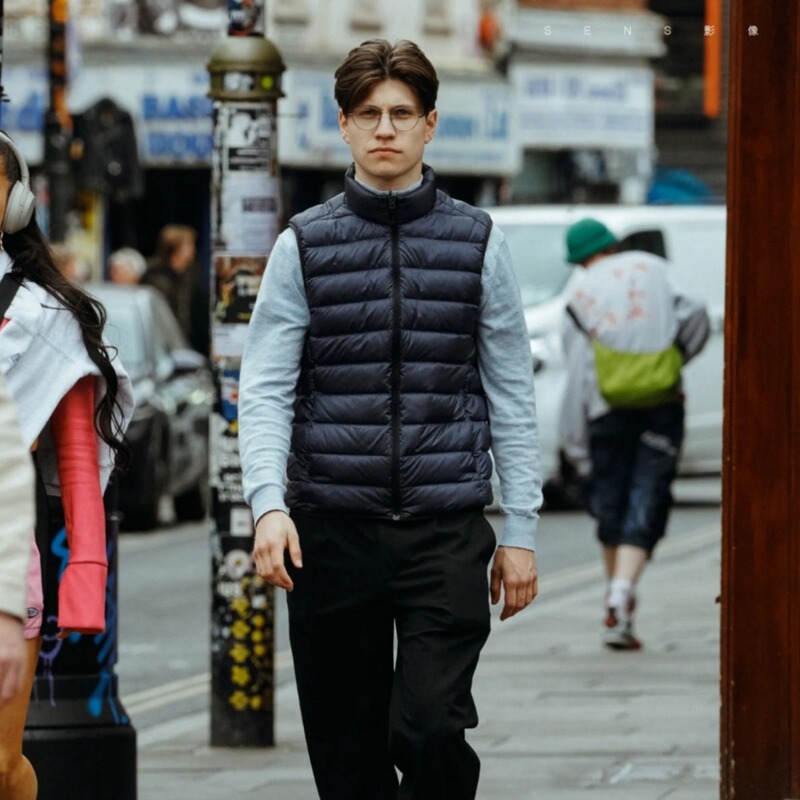 Cross-Border Custom down Vest with 90% White Duck down Filling, Stand-Up Collar down Jacket Vest, Portable, Lightweight, and Warm