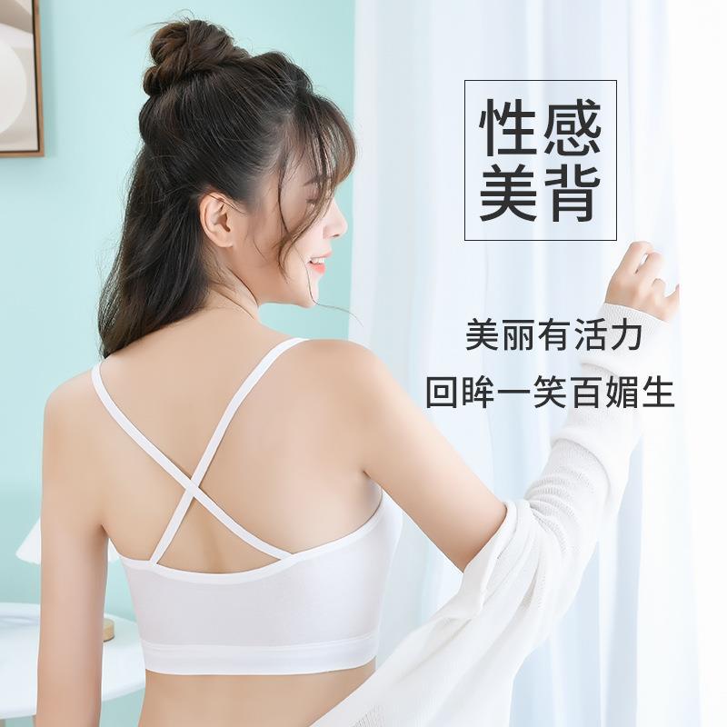 Red belleza roja trasera venta al por mayor envuelta pecho Correa tubo superior estudiante ropa interior de las mujeres deportes inalámbricos chaleco push up anti-flacidez