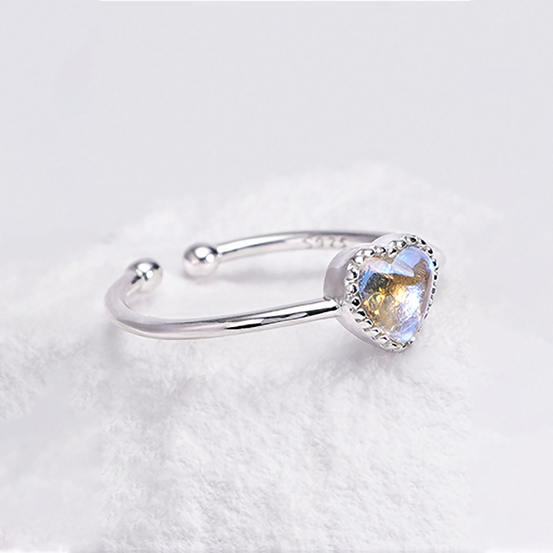 Aurora Moonstone Love Heart-shaped Ring 5