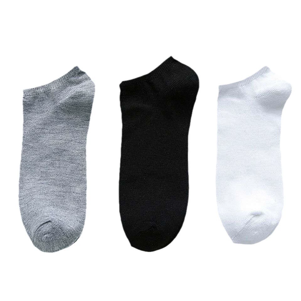 Socks Male Women's Permanent Cotton Casual Black and White Gray Stockings wholesale solid color versatile shallow mouth disposal one -time Zhuji socks and socks