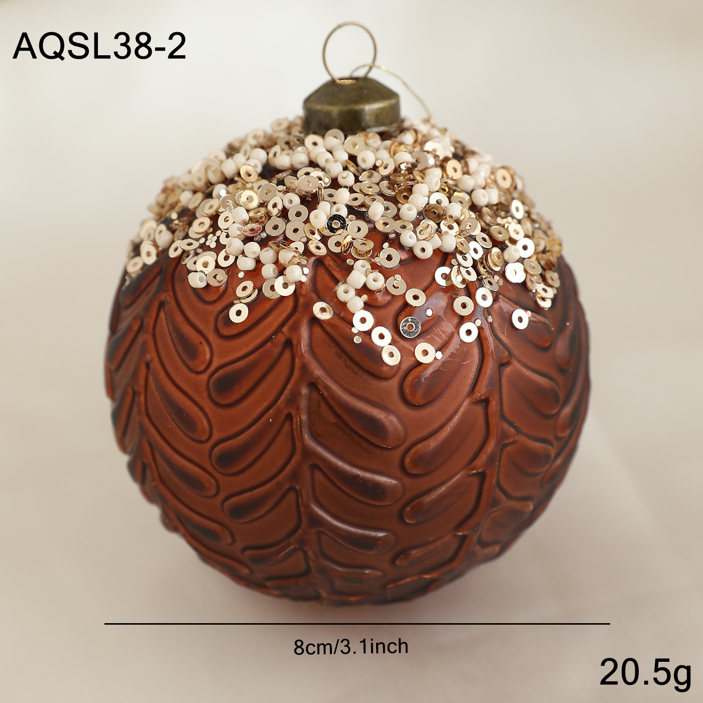 Nuevo producto 8CM bola de Navidad color café polvo oro polvo retro árbol de Navidad colgante bola decoración colgante diseño colgante