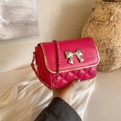 韓版個性潮流時尚包包女2024新款簡約蝴蝶小方包高級感小眾斜挎包