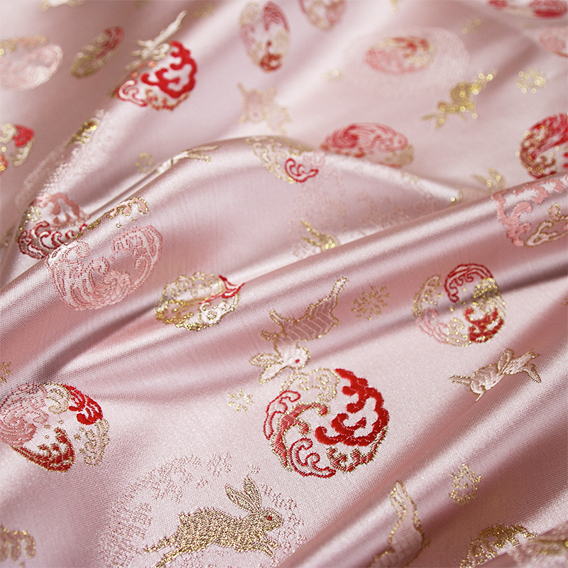 中国风兔子织锦缎金丝服装面料 儿童拜年服口金包手账西阵金襕布-阿里巴巴