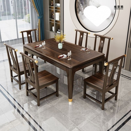 New Chinese style dining table solid wood household rectangular slate table style commercial long table small dropshipping independent station dropshipping