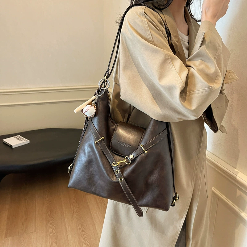 Retro Spacious Backpack and One-Shoulder Bag in High-Quality Leather, Multiple Colors
