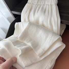 折扣店商场撤柜亚麻女夏季薄款松紧腰休闲长裤慵懒松弛棉麻阔腿裤