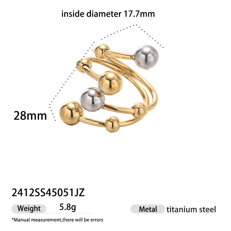 Anillo de acero inoxidable europeo y americano de Tena, sentido de nicho de alta gama, anillo abierto de dos colores de oro y plata simple, joyería de mano transfronteriza para mujer
