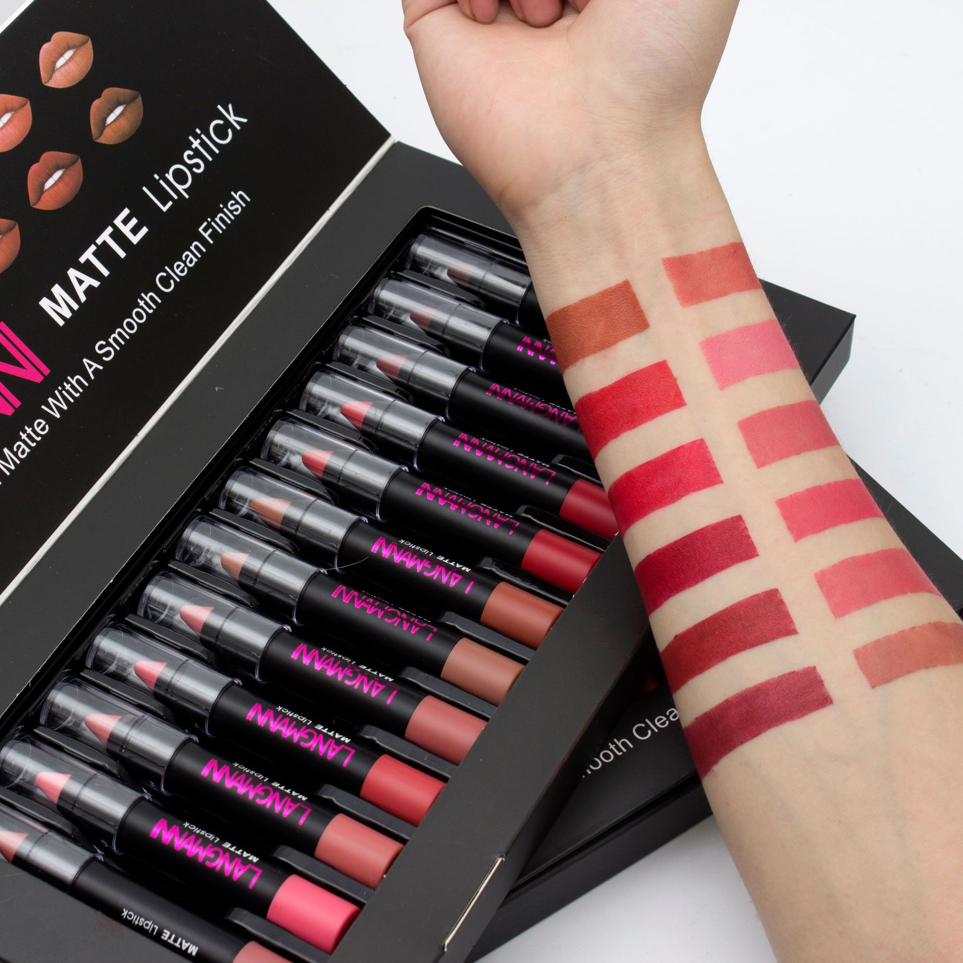 Langmanni 12-tube Velvet matte Lipstick Set, non-stick cup matte black tube lipstick Amazon undefined