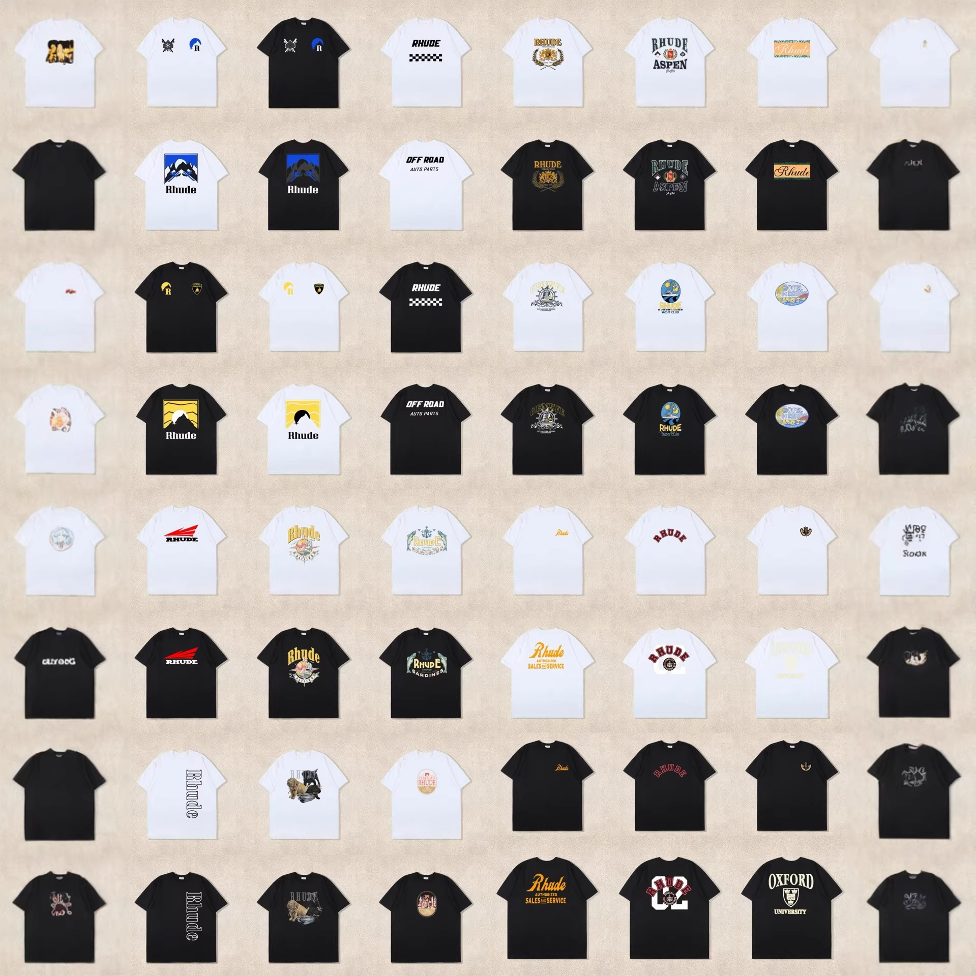 26Ss Cross-Border Export European and American Trendy Brand Rhude Full Range of High Version Letters Simple Printed Cotton Short-Sleeved T-Shirt