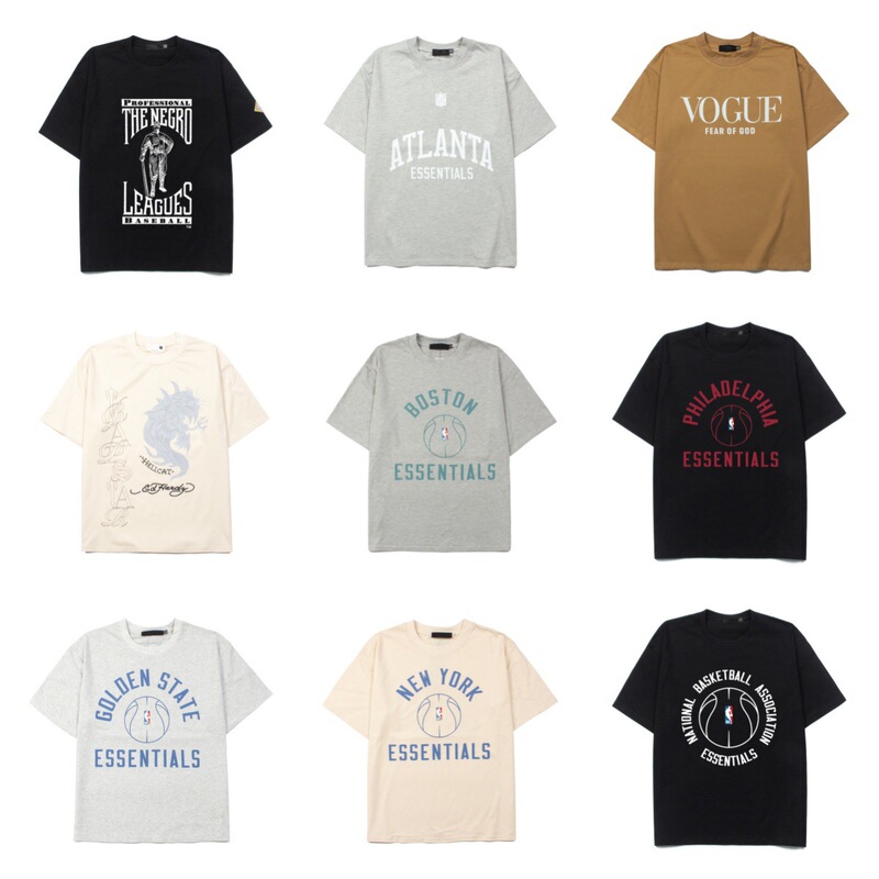 American High-Street Fashion Brand Fog's Secondary Line Ess Collaboration with All-Star Team Letter Print Short-Sleeve T-Shirt, Unisex