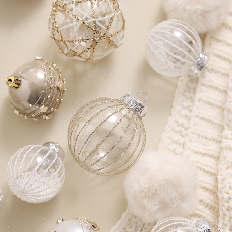 Nuevo champán blanco bola de Navidad árbol de Navidad decoración colgante bola de colores transparente ventana de decoración de props
