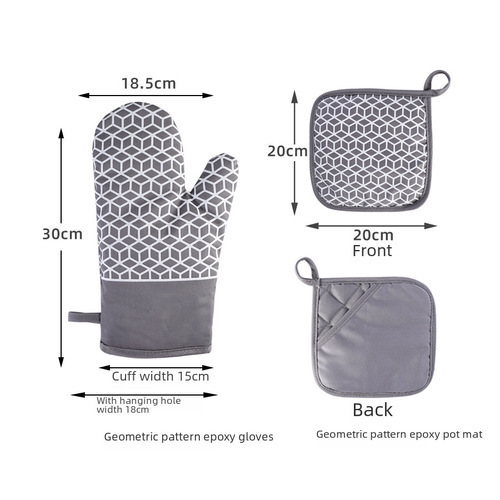 Kitchen oven gloves silicone heat resistant insulating pad drip cotton cloth thickened microwave oven gloves wholesale 