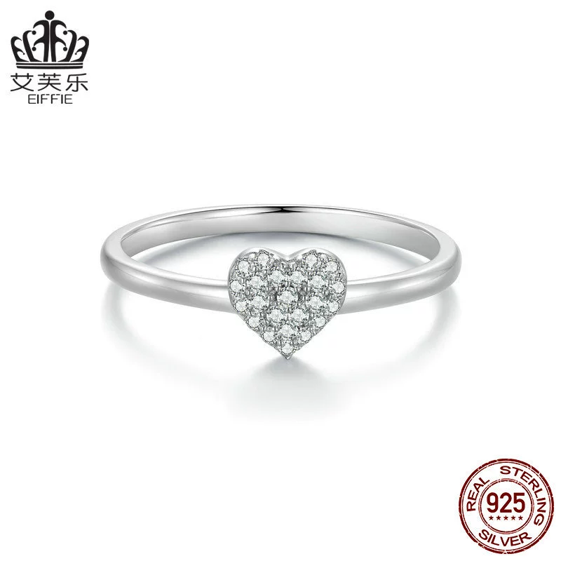 艾芙乐 (Cross-border trading), platinum universal ring heart shaped, accessory, 925 sample silver