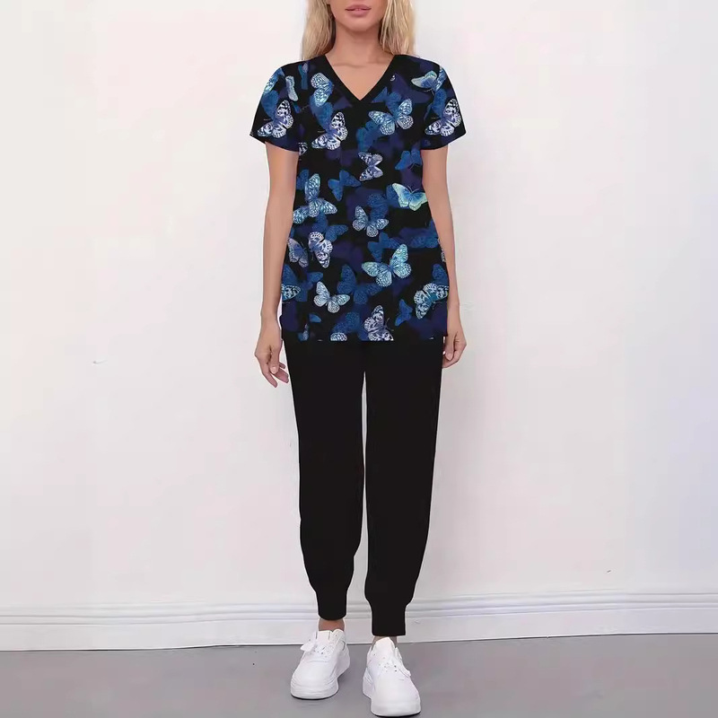 European and American Explosions New Summer V-neck Women's Animal Printed Care Clothes Loose Two-piece Set WB9 ML1