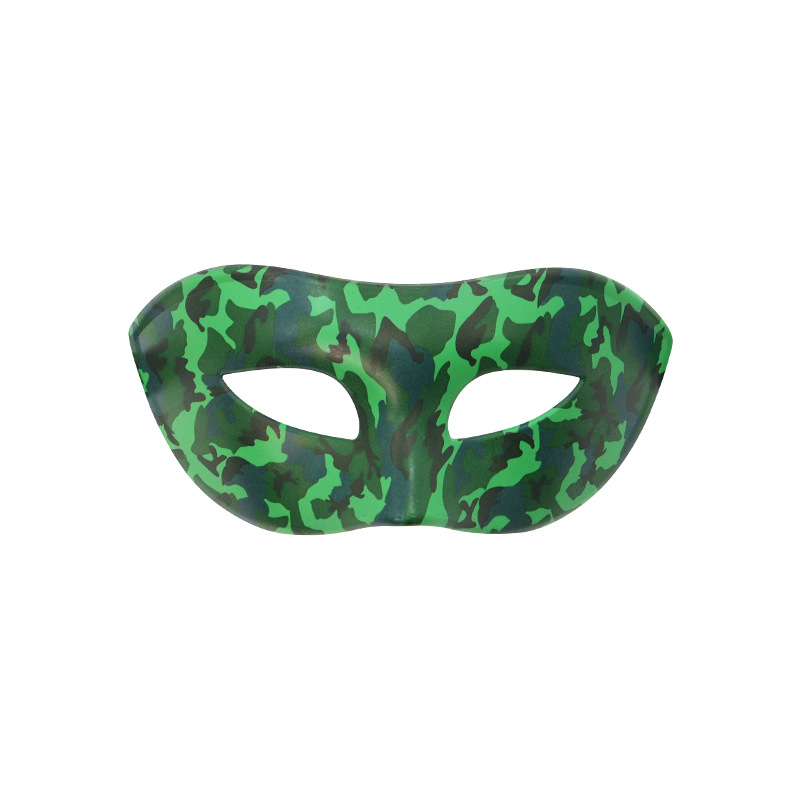 Halloween de alto grado adultos camuflaje máscara de mitad de cara decoración de disfraces de hombre fiesta máscara de cabeza plana de plástico