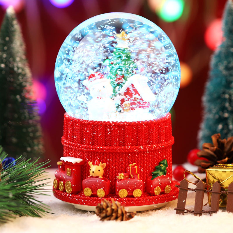 Nuevos productos transfronterizos regalos de Navidad creativos artesanía de resina decoración de escritorio adornos caja de sonido regalos de bola de cristal