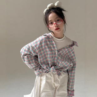 Tckids2025 Autumn Colorfulful Small Plaid Sun Protection Long-Sleeved Shirt Loose Casual Versatile Shirt Jacket