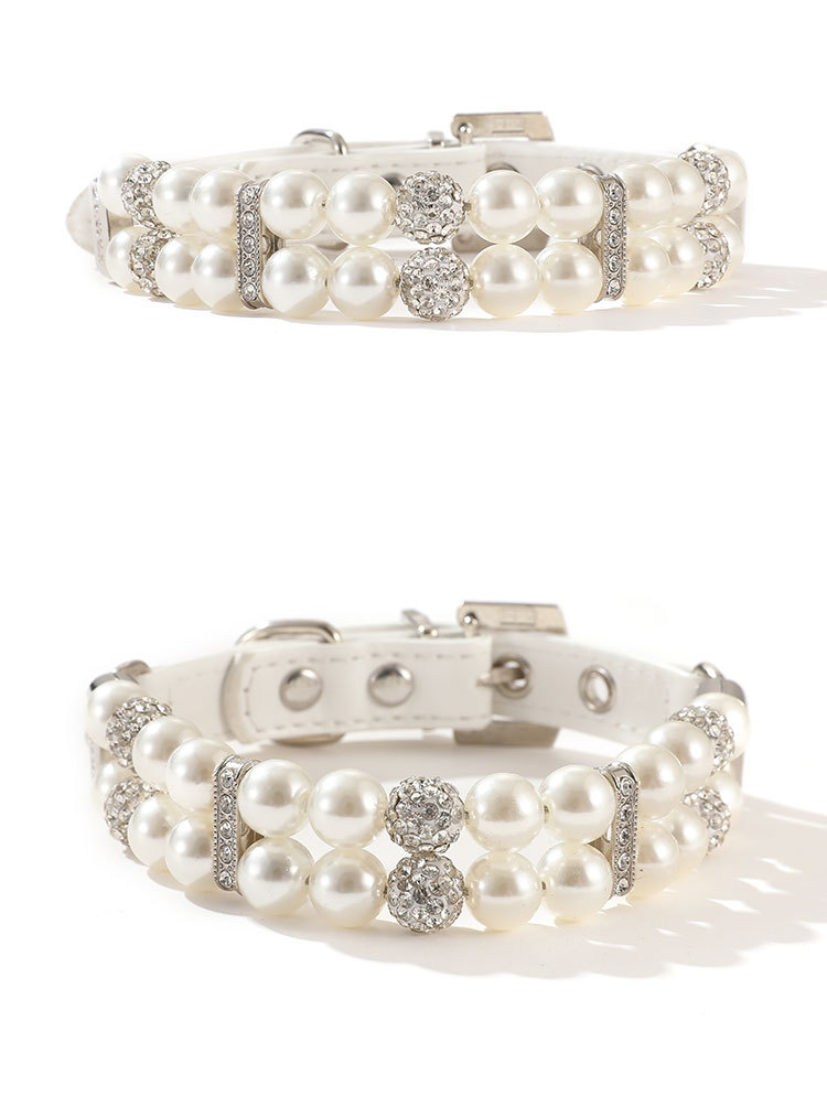 Collare di perle per animali domestici Zhous, collare con corda di trazione, collana per cani e gatti, gioielli, collare per cani di piccola e media taglia_voghion.com