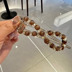 韩国新品闪钻盘发一字发夹高级感蝴蝶结扭扭夹子法式慵懒鲨鱼扣夹