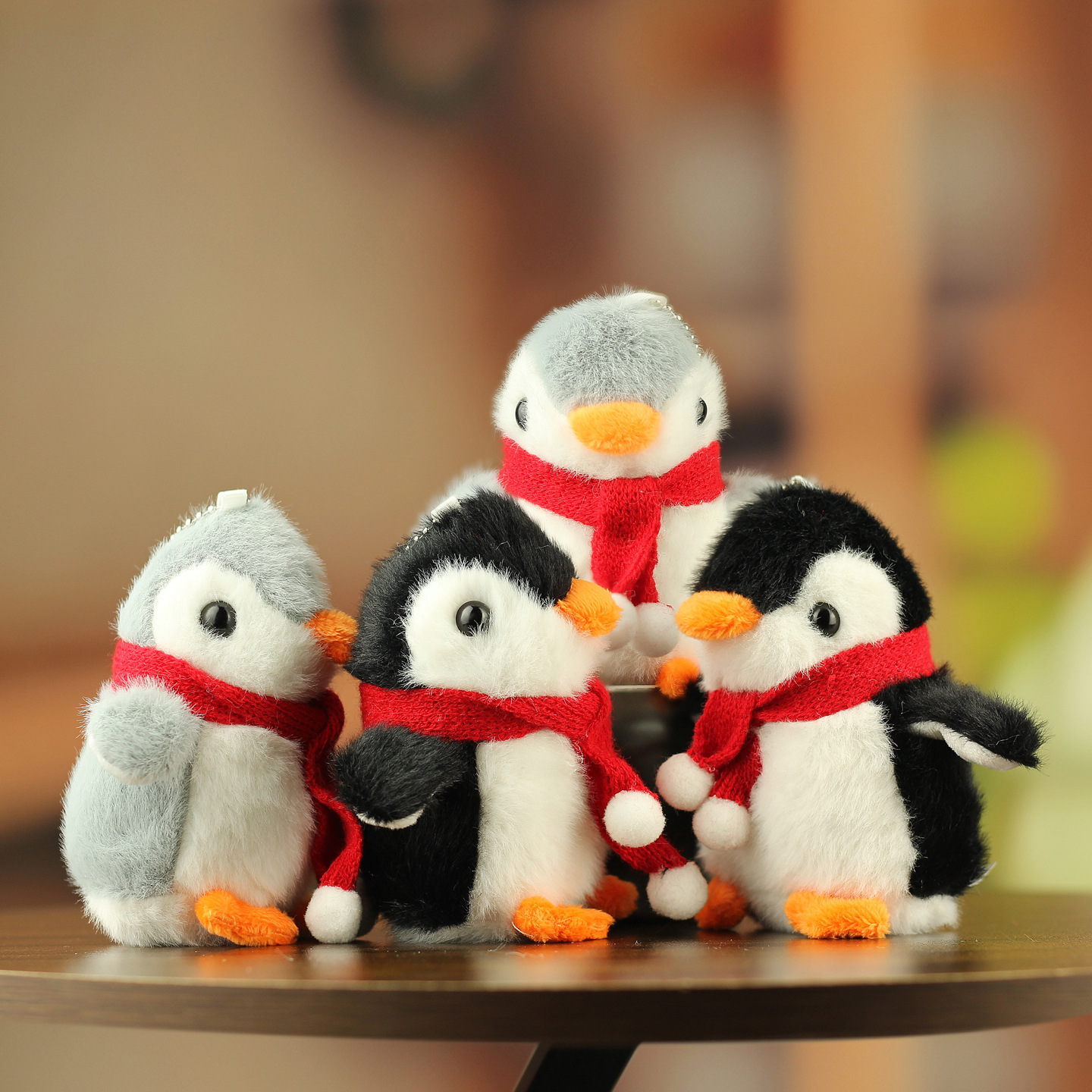 Cute pingüino peluche pequeño cónyuge dibujos animados muñeca muñeca peluche juguetes pareja llaveros bolsos colgantes