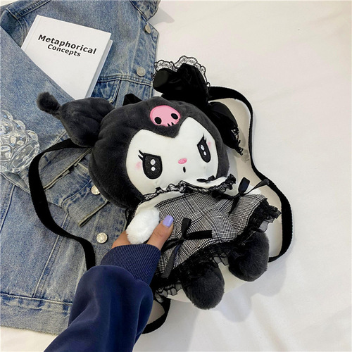  New Personalized Sweet Plush Toy Bag Japanese Ins Cute Dark Kuromi Doll Backpack Bag