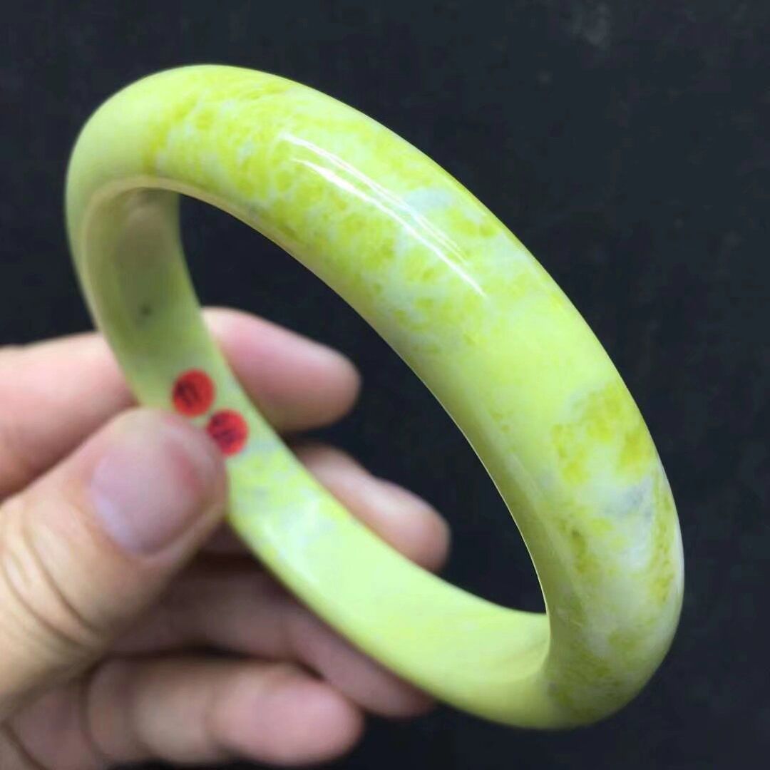 菜花玉手镯原矿无优化陕西蓝田玉女款含硒玉百搭款节日礼物现货