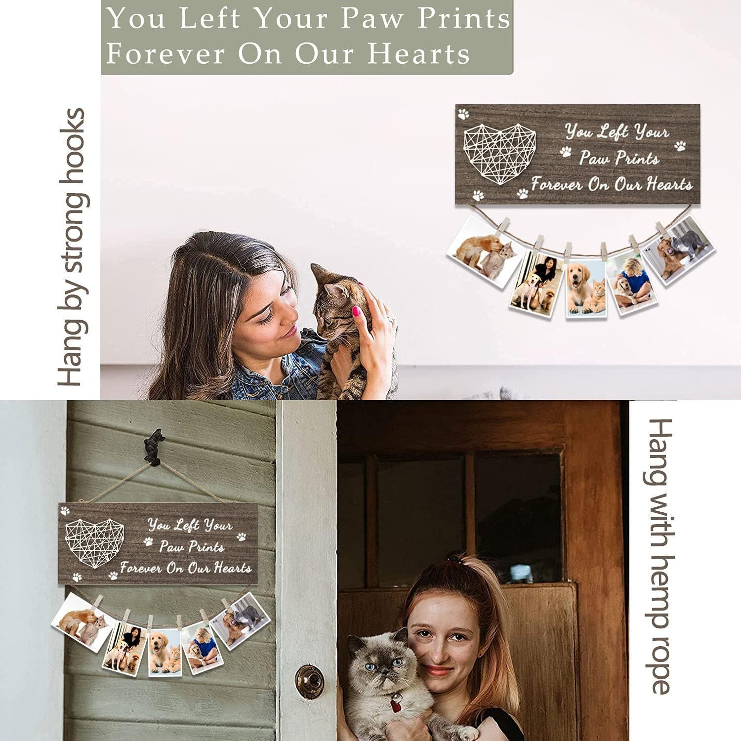 Marco de fotos de clip colgante de madera marco de fotos conmemorativo de mascotas decoración perro gato recuerdo colgante marco de fotos