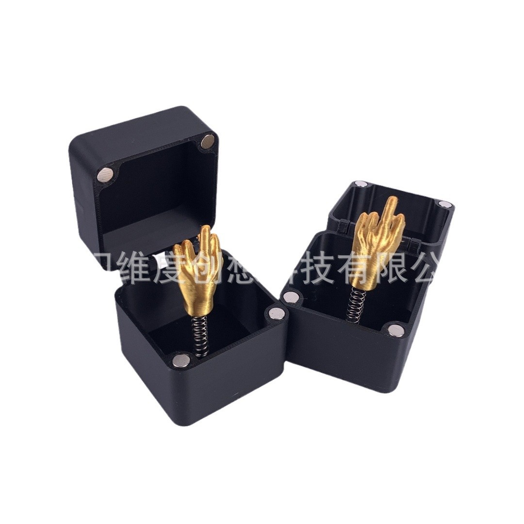 Juguetes impresos en 3D Dedo medio en una caja Regalo de broma del dedo medio en una caja de regalo