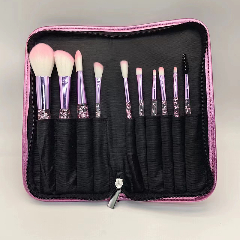 10 pinceles de maquillaje traje conjunto completo cristal transparente arenas movedizas cebolla en polvo herramientas de belleza cepillo suelto cepillo de sombra de ojos al por mayor