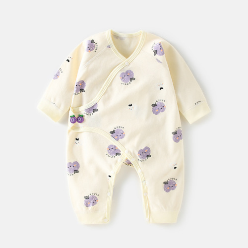 Baby jumpsuit pure cotton long-sleeved newborn clothes for full-month female and male babies boneless rompers spring and autumn styles