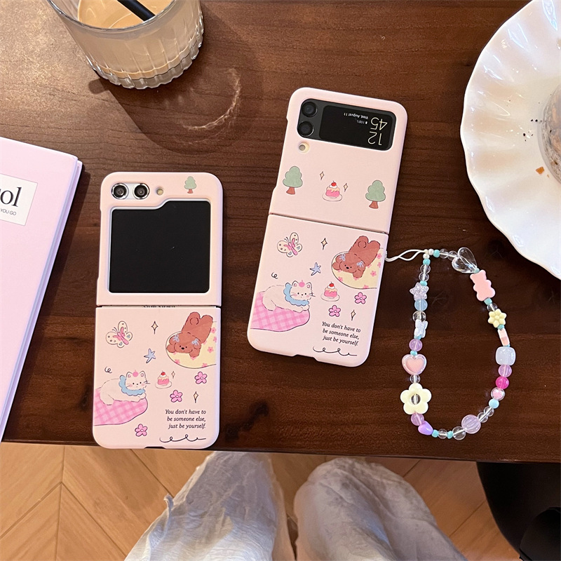 新款卡通可爱猫咪三星ZFlip67代折叠硬壳适用三星ZFlip45代手机壳