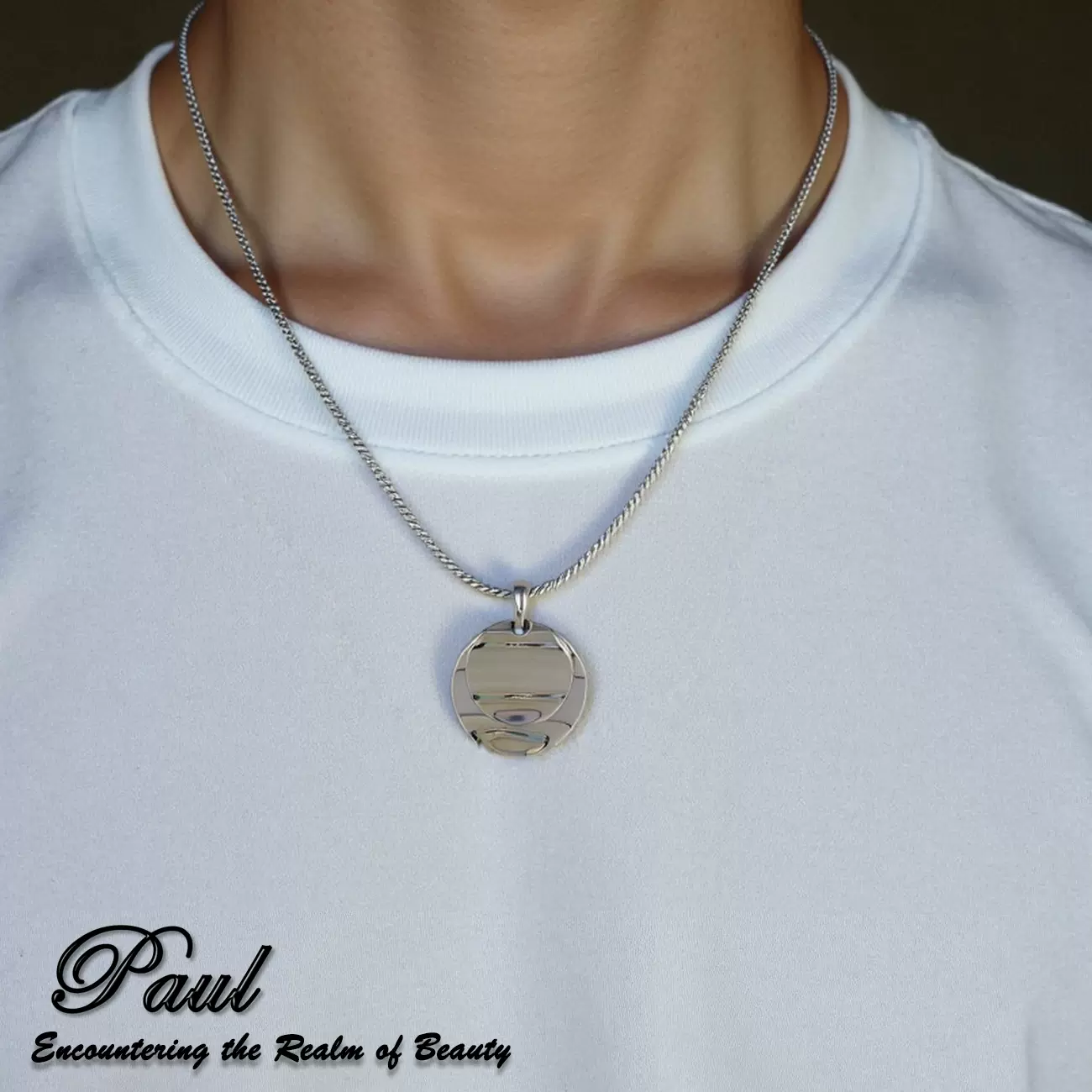 欧美潮流双面浮雕硬币吊坠项链男韩版简约镀白金锁骨链轻奢款饰品