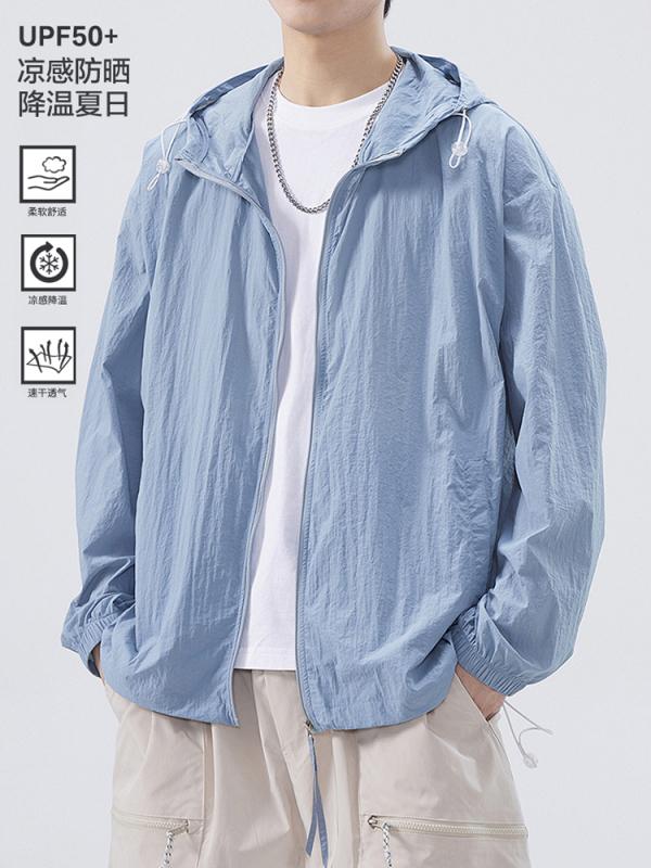屋外アイスシルク軽量日焼け防止服男性用 2025 夏 UPF50 + 抗 UV 通気性日焼け防止服ジャケット|undefined