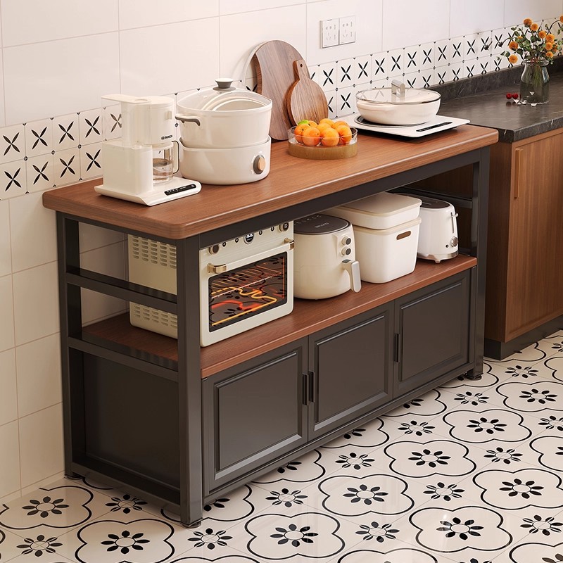 Estante de cocina multifuncional hogar contra la pared mesa mesa de trabajo gabinete piso platos microondas almacenamiento gabinete lateral