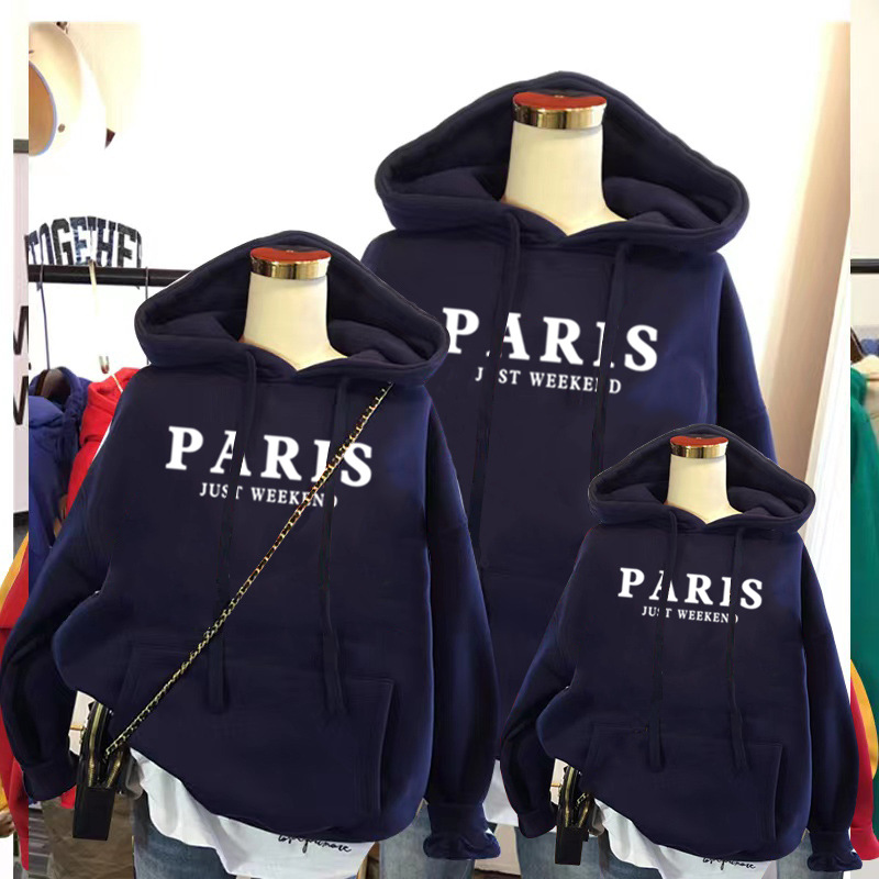 Padres e hijos usan un suéter de otoño de tres bocas 2023 nueva moda madre-hijo madre-hija Otoño e invierno abrigo de manga larga con forro polar estilo occidental