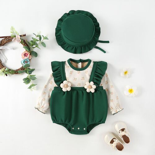 INS Red Autumn Winter Baby Bodysuit Kids Birthday Clothes Full Moon Birthday Triangle T-shirt Climbing Suit