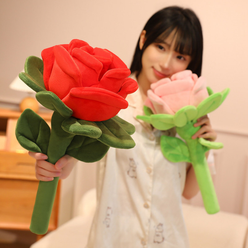 Giant Artificial Rose Doll, Oversized Long-Handled Flower Plush Toy, Valentine's Day Home Decoration Props