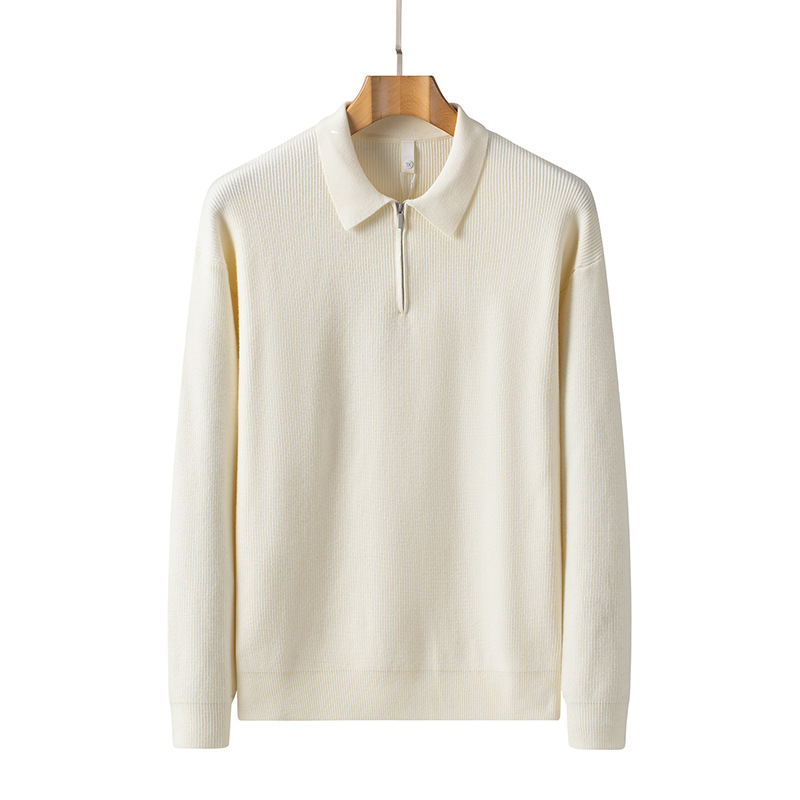 Camiseta de punto de invierno de alta gama de cuello vertical casual cross-border chaqueta de hombre de cuello medio alto suéter de cremallera personalizado para hombres