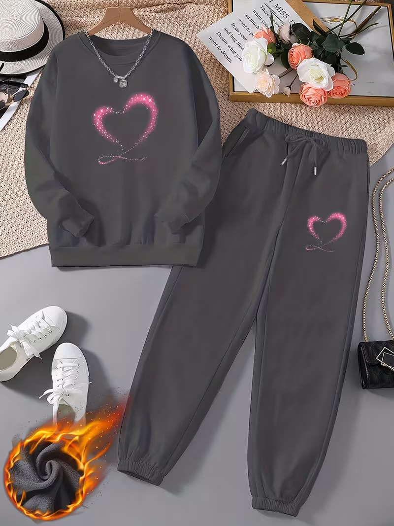 Women's Two Piece Set Casual Crew Neck Sweatshirt And Pants Outfit_voghion.com
