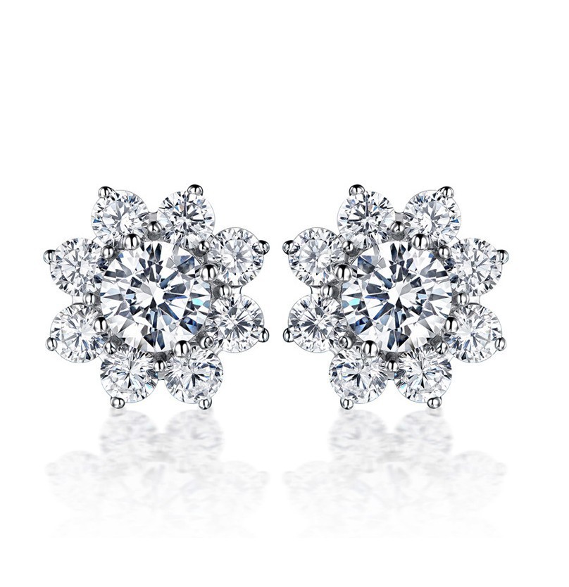 Transmisión en vivo HW nicho completo diamante girasol flor collar rojo neto femenino mismo estilo anillo imitación ZIRCON simple pendientes traje